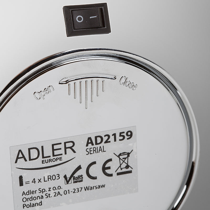 Oglinda de machiaj cu LED marire 3x, diametru 15 cm, Adler