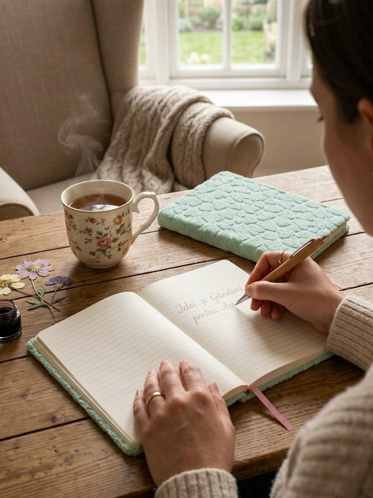 Agenda - carnet de note papermnt, coperta textila plusata cu inimi, pagini liniate dictando 80 gsm, verde menta