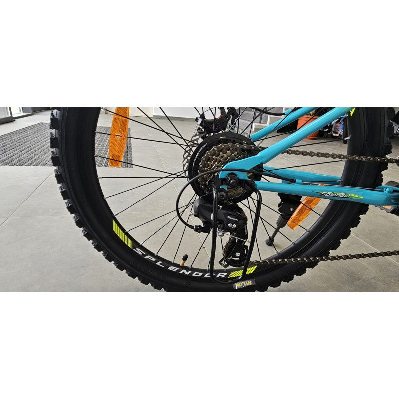 Bicicleta cu roti de 24", pentru copii cu varsta intre 9 - 12 ani, inaltime 135 - 150 cm, suspensie fata, 21 viteze Shimano, frane disc-fata/spate, Splendor CLIF24GB (albastru)