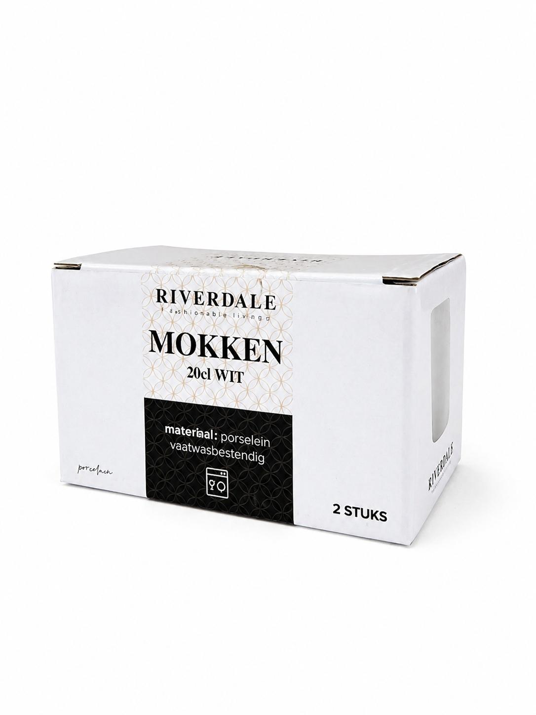 Set 2 cesti cafea din porțelan alb, 200 ml, design minimalist, Riverdale Mokken