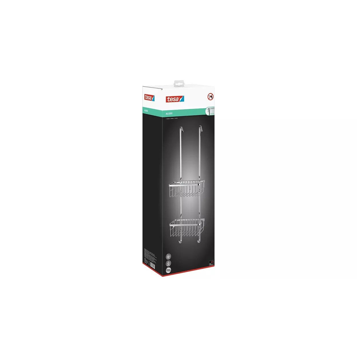 Organizator pentru dus cu 2 rafturi, tesa Aluxx, din aluminiu cromat, 805395