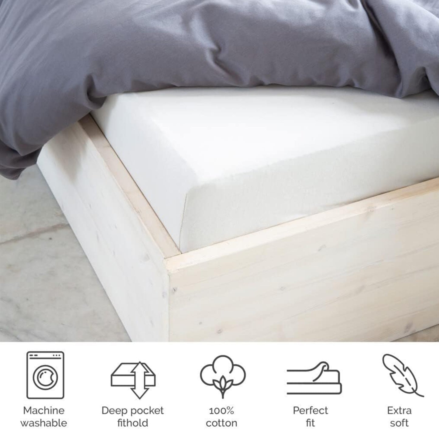 Husa saltea din bumbac, alb, 140x200 cm, Jersey Soft Basic, Walra, 5067Wh