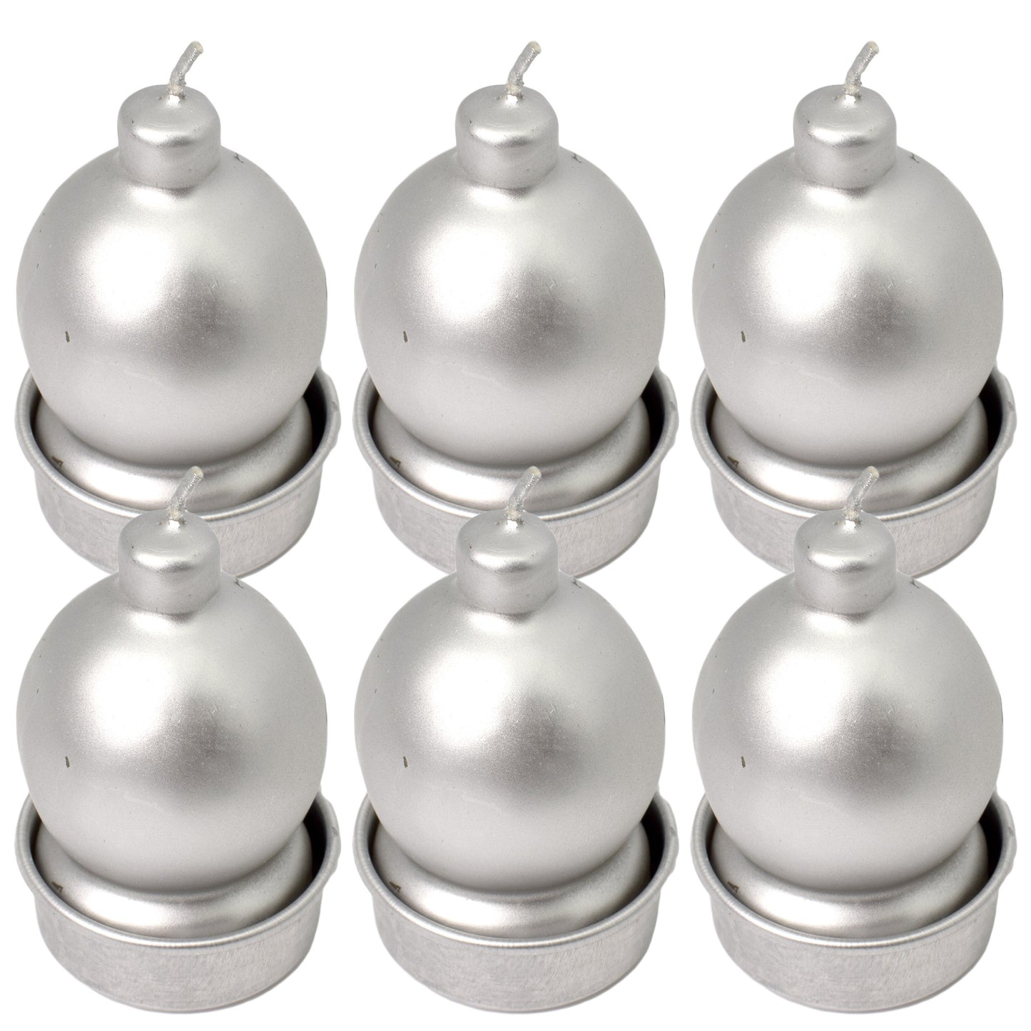 Set 6 lumanari in forma de glob, AI & E, culoare silver 6x4 cm