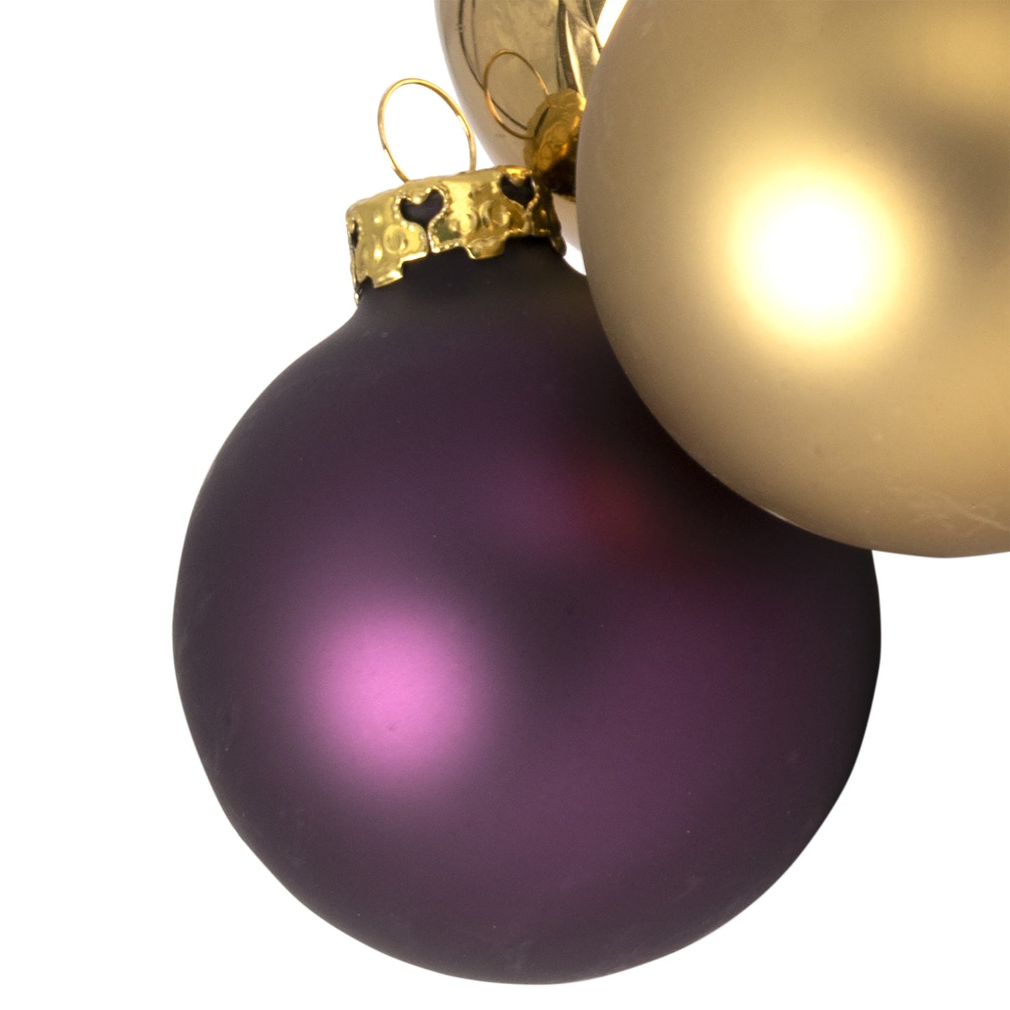 Set 18 globuri decorative de Craciun, din sticla, cu diametrul de 6 cm, auriu si violet, 807791