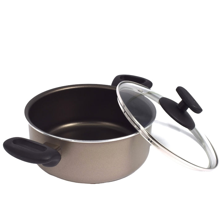 Oala cu capac din Aluminiu, GermagTrend, Bej, 2.4 L, 20 cm, 94319