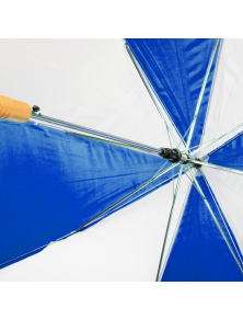 Umbrela cu maner de lemn, deschidere automata, ⌀102 cm, Albastru/Alb
