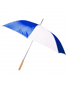 Umbrela cu maner de lemn, deschidere automata, ⌀102 cm, Albastru/Alb
