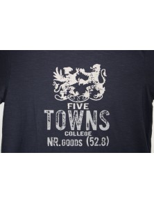 Tricou, Fashion House, cu imprimeu logo Five Towns, Navy, M