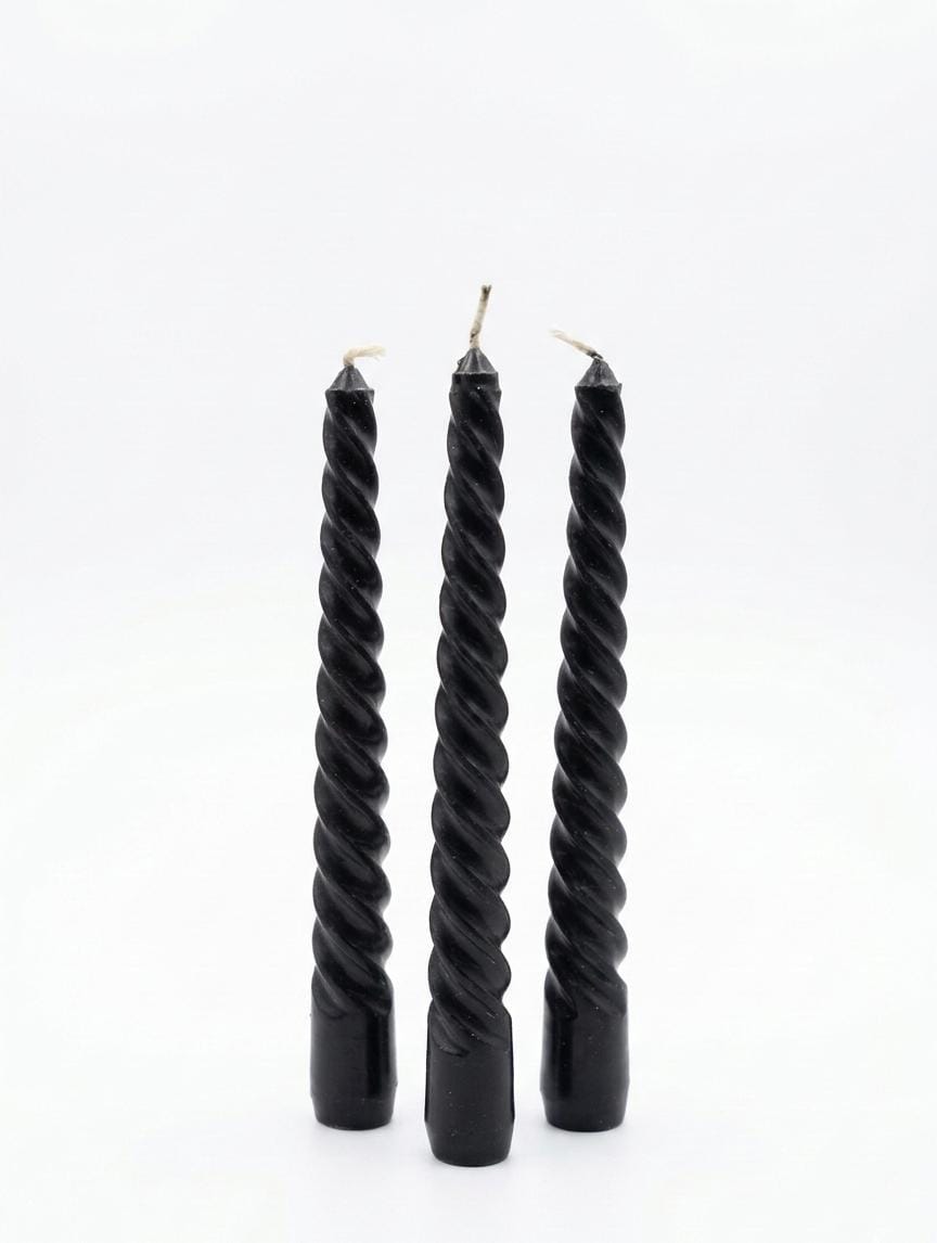 Set 3 lumanari Twist Candela Black