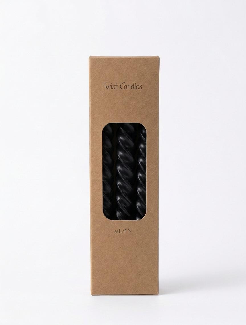 Set 3 lumanari Twist Candela Black