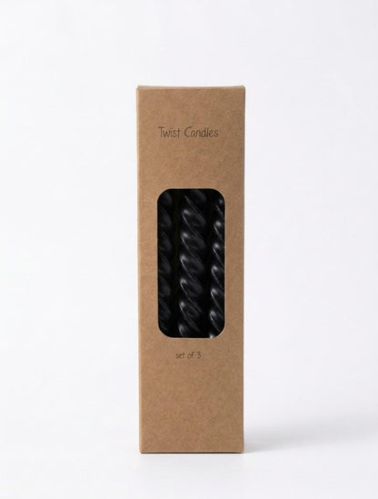 Set 3 lumanari Twist Candela Black