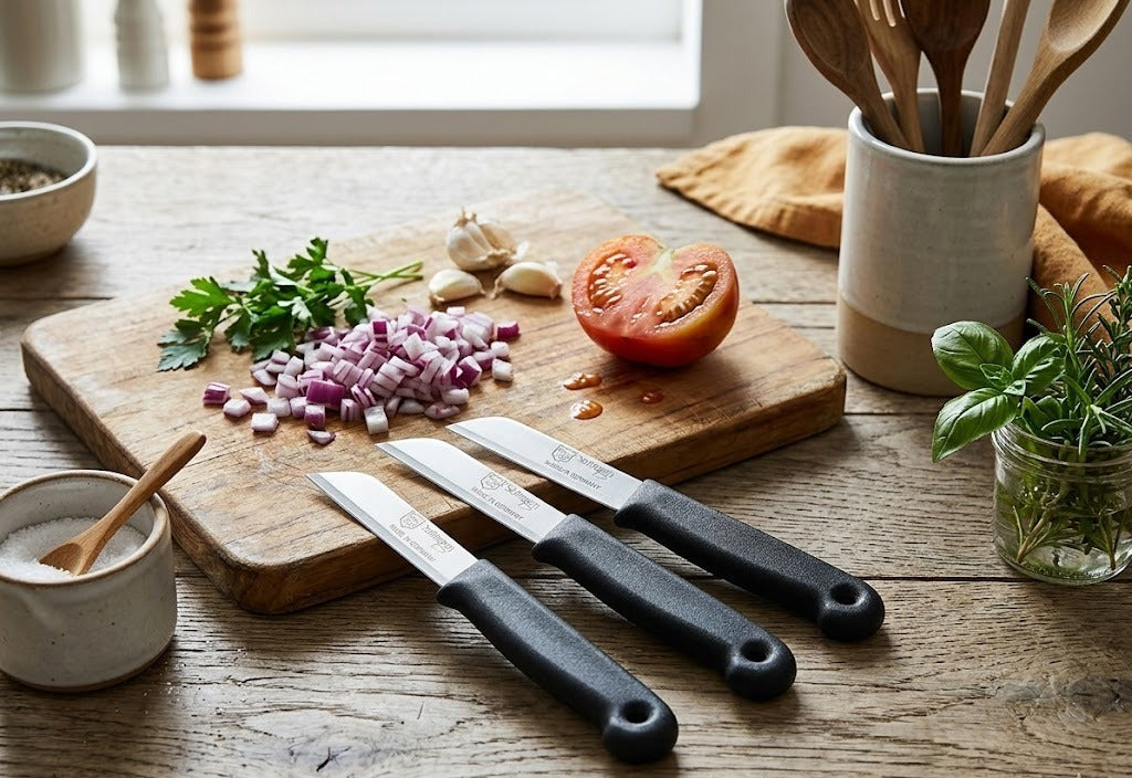 Set 4 cutite inox pentru decojit legume Elegance