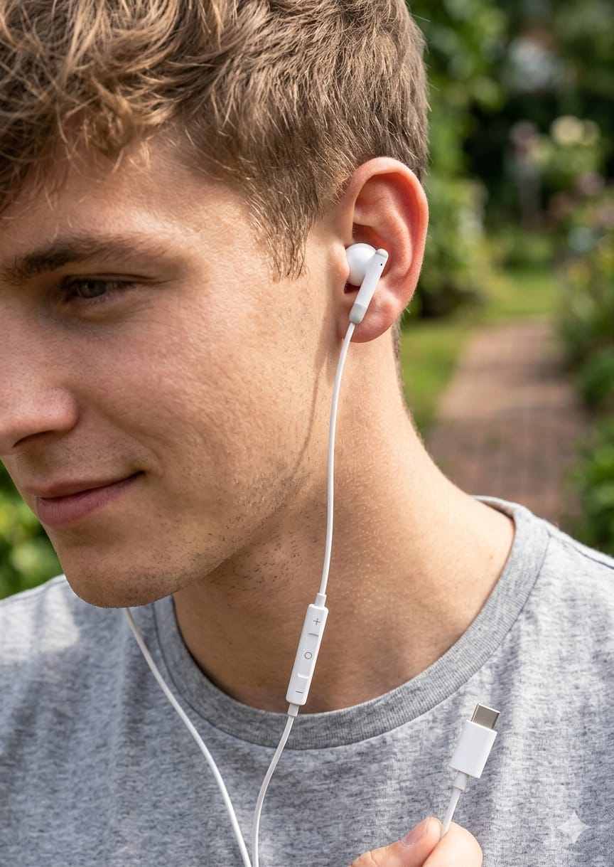 Casti cu fir tip C si microfon, Grundig