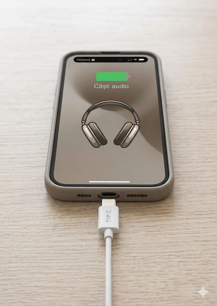 Casti cu fir tip C si microfon, Grundig