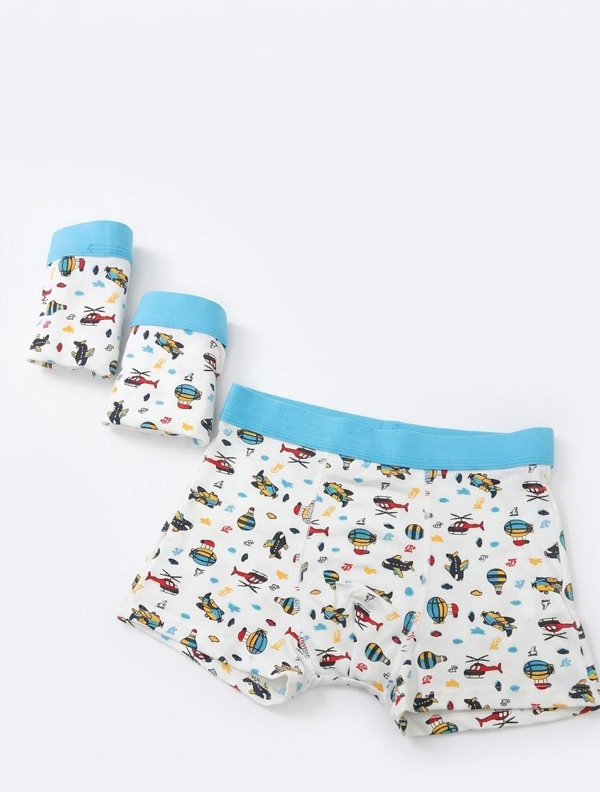 Set 3 boxeri copii, bumbac, blue