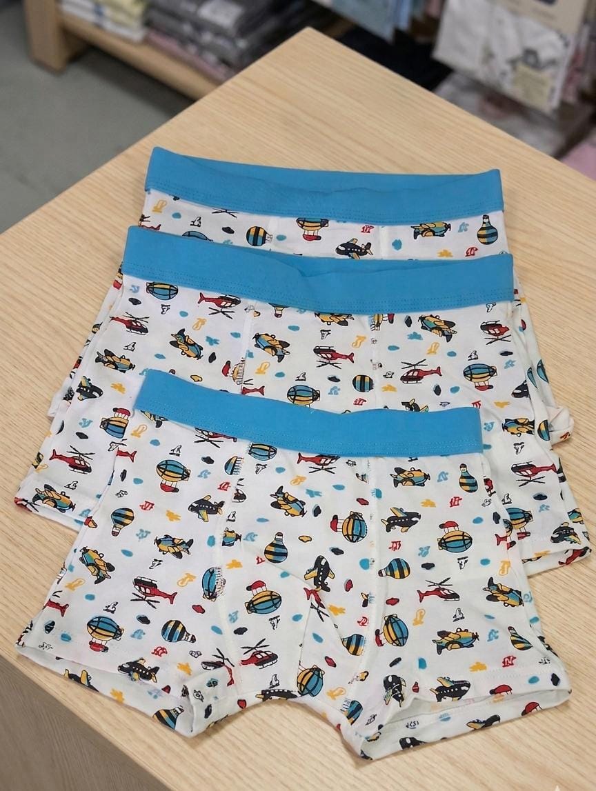 Set 3 boxeri copii, bumbac, blue