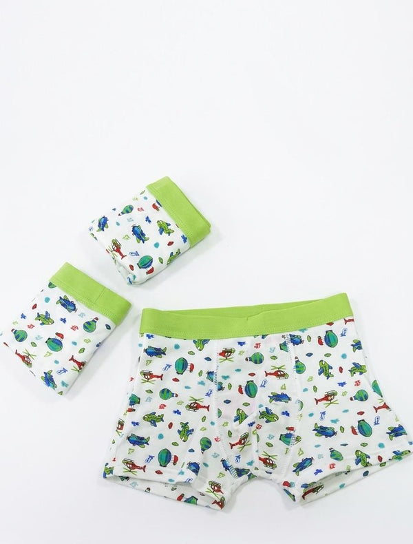 Set 3 boxeri copii, bumbac, green