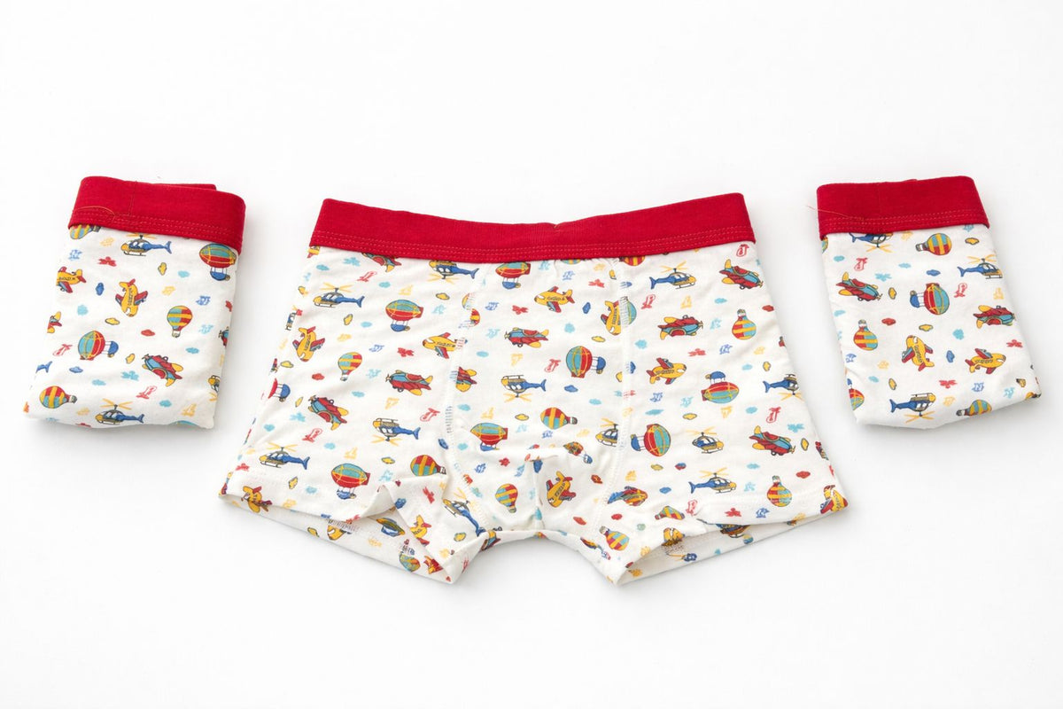 Set 3 boxeri copii, bumbac, red