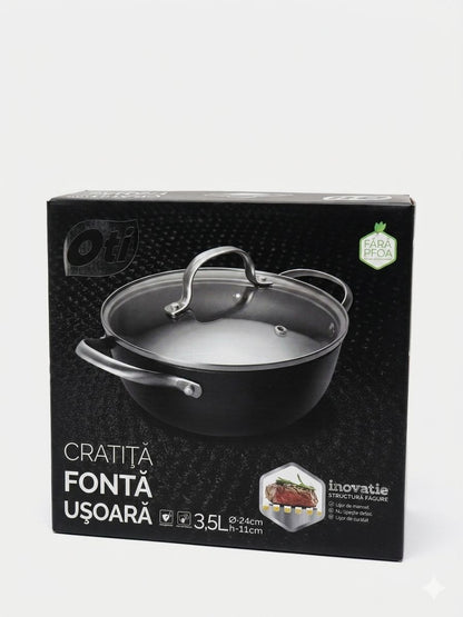 Cratita din fonta usoara 3.5 L, cu capac sticla, Oti