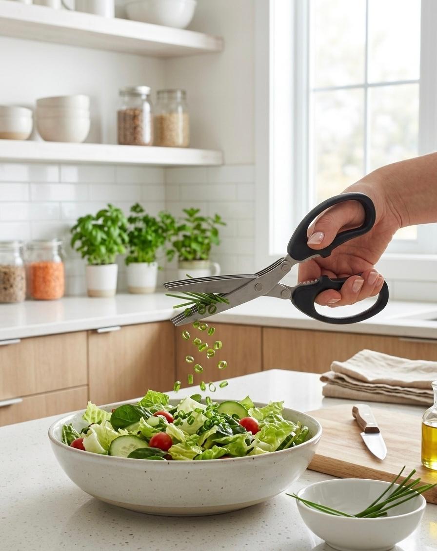 Foarfeca din inox pentru ierburi aromatice, 5 lame paralele