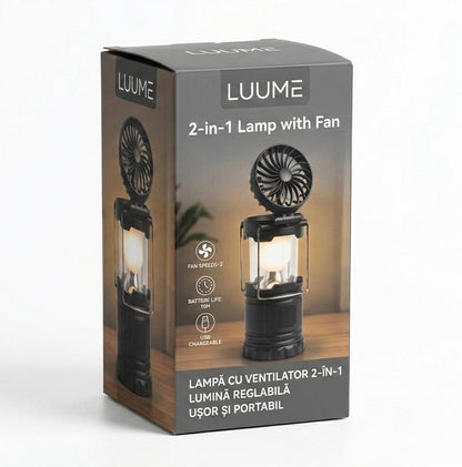 Lampa de camping cu ventilator led 2 in 1