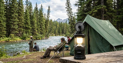 Lampa de camping cu ventilator led 2 in 1
