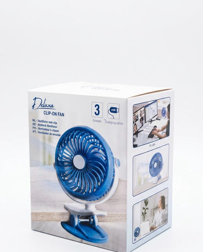 Mini ventilator usb cu acumulator si clips, Deluxa