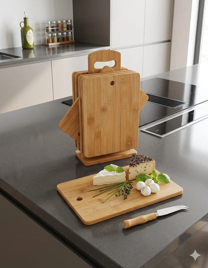 Set 6 tocAtoare din bambus cu suport vertical, 100% ecologic, Alpina