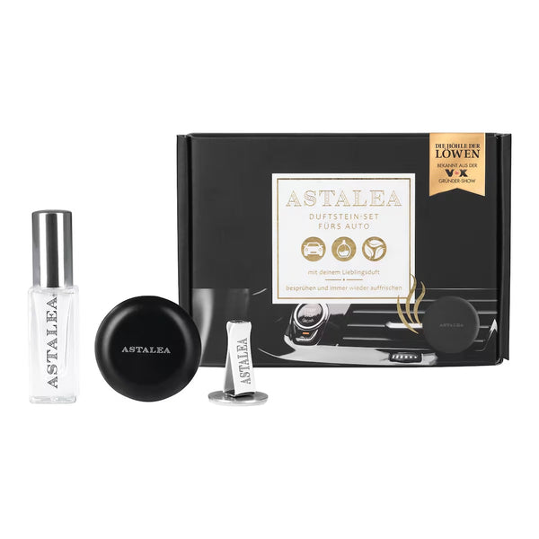 Set odorizant auto, ASTALEA, piatra speciala pentru grila auto/suport/sticla pentru parfum