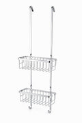 Etajera de dus suspendata, 2 niveluri, inox cromat, montare fara gaurire, cu agatatori prosoape