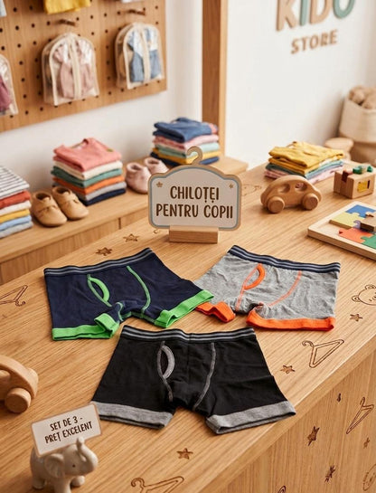 Set 3 boxeri copii bumbac organic