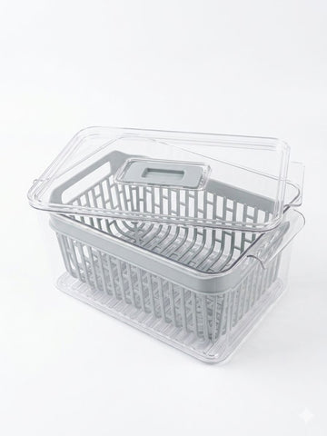 Organizator bucatarie Blokker, recipient depozitare alimente cu cos de scurgere, fara BPA, 24x16x12 cm