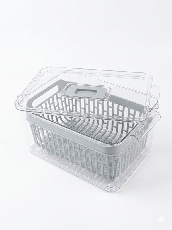 Organizator bucatarie Blokker, recipient depozitare alimente cu cos de scurgere, fara BPA, 24x16x12 cm