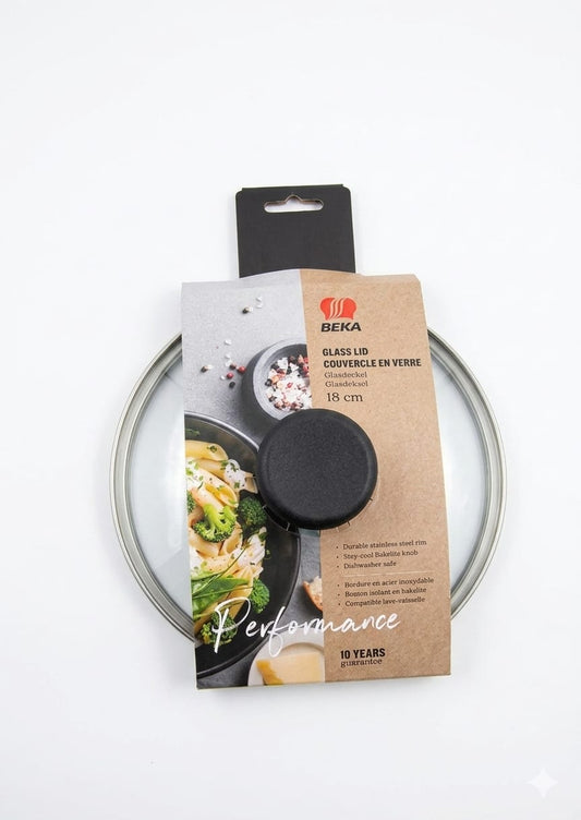 Capac din sticla cu margine inox 18cm, Beka