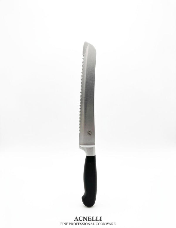 Cutit din inox cu lama zimtata pentru paine, profesional, 20 cm, maner ergonomic, Acnelli