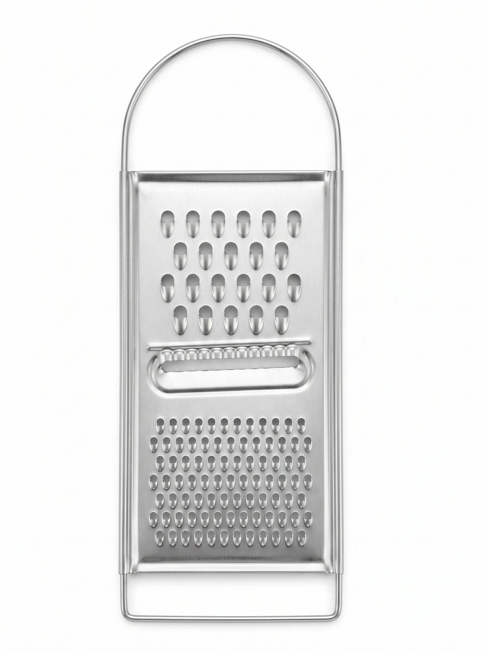 Razatoare plata inox bucatarie, 3 suprafete de taiere, feliator si razatoare fina/mare, maner ergonomic