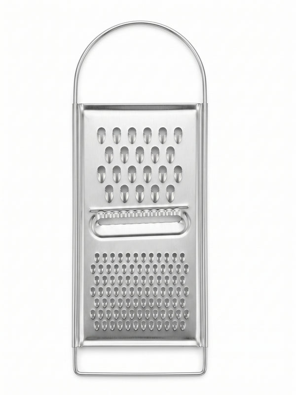 Razatoare plata inox bucatarie, 3 suprafete de taiere, feliator si razatoare fina/mare, maner ergonomic