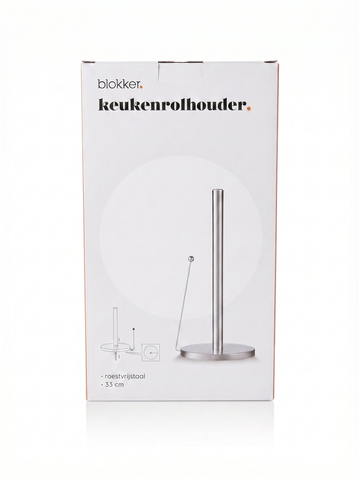Suport pentru prosoape de bucatarie Blokker, inox, 33 cm, design modern cu brat de tensionare