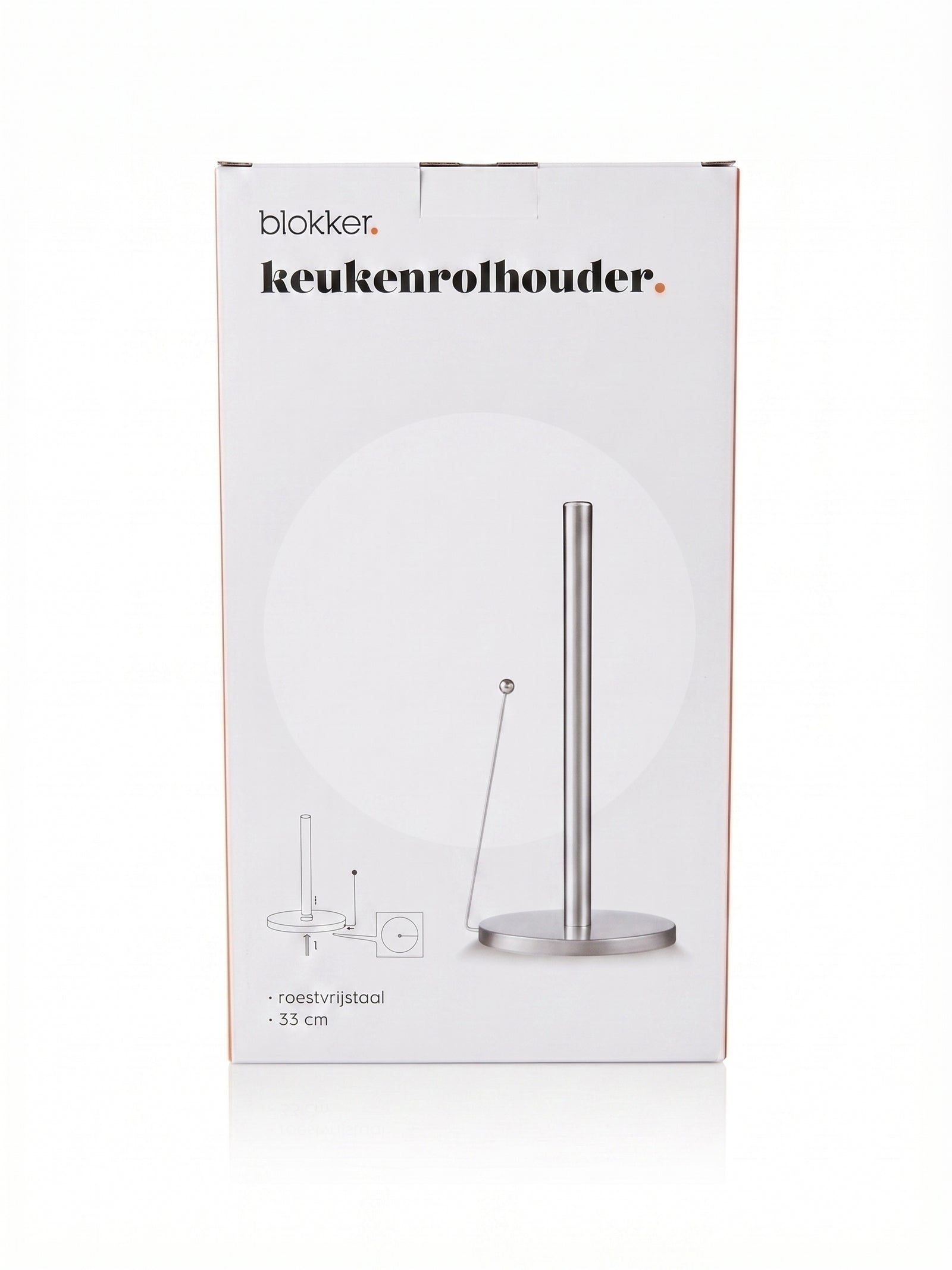 Suport pentru prosoape de bucatarie Blokker, inox, 33 cm, design modern cu brat de tensionare