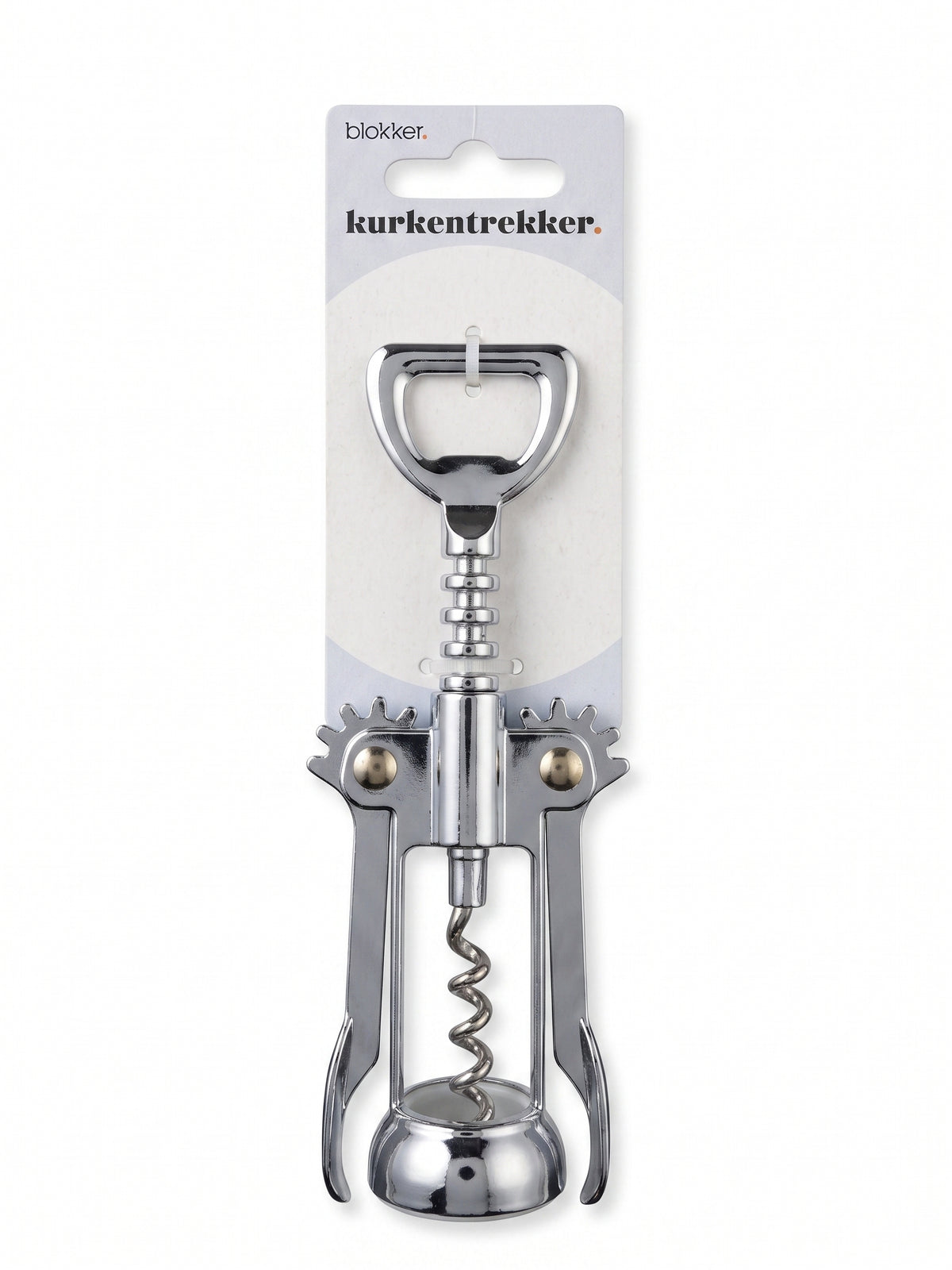 Tirbuson fluture din inox pentru desfacut sticle Blokker, deschizator dopuri de pluta si capace metalice, argintiu
