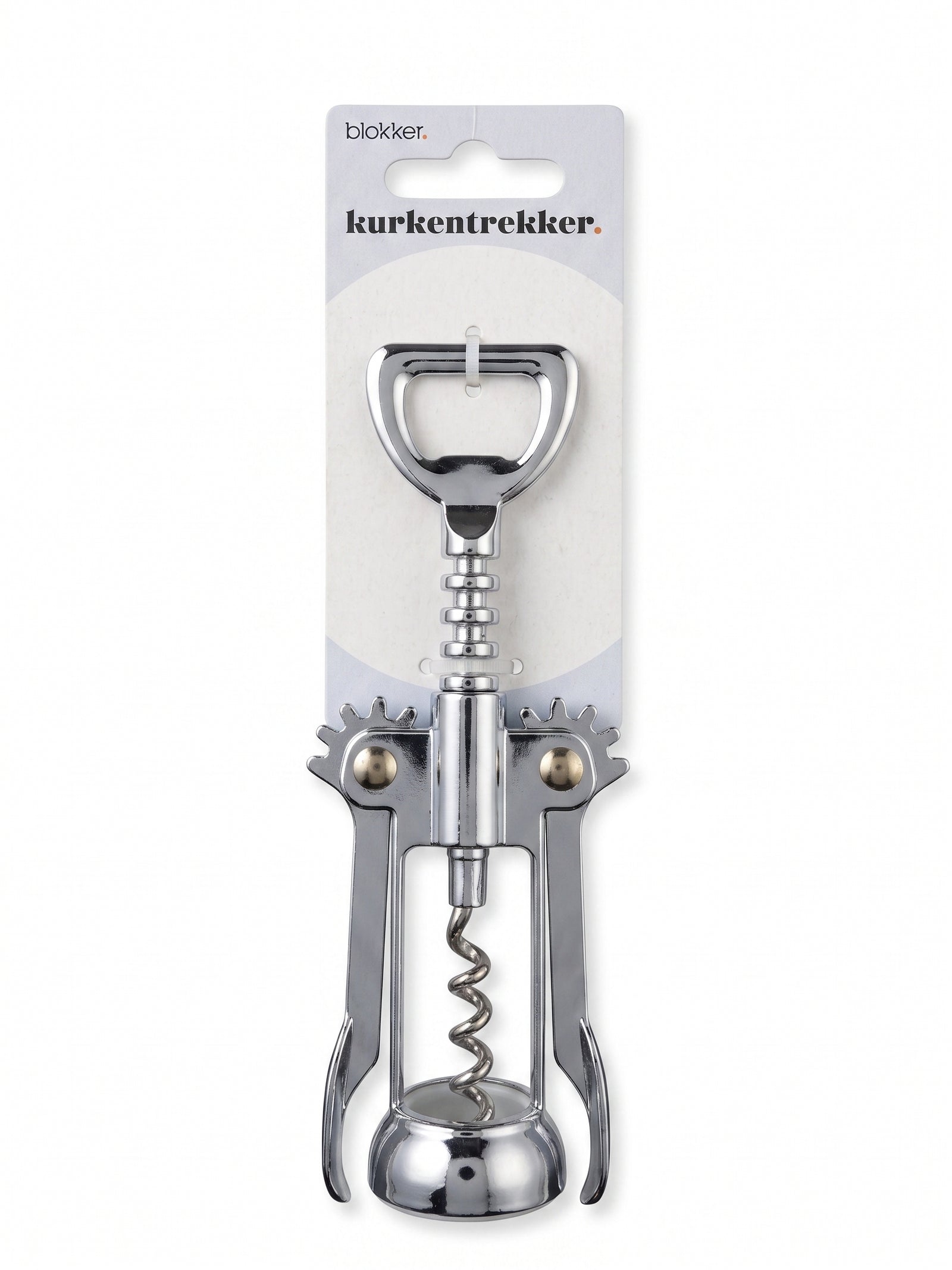 Tirbuson fluture din inox pentru desfacut sticle Blokker, deschizator dopuri de pluta si capace metalice, argintiu