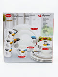 Set serviciu de masa din ceramica Alpina 16 piese cu model floral modern, pentru 4 persoane