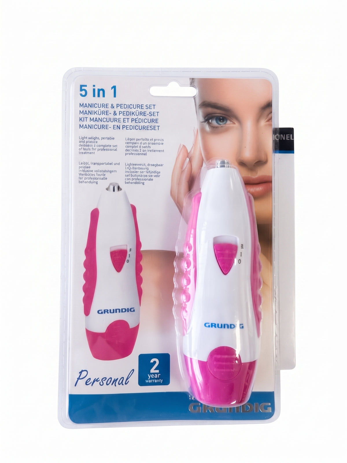 Set multifunctional 5 în 1 pentru manichiura si pedichiura Grundig – aparat electric portabil cu accesorii