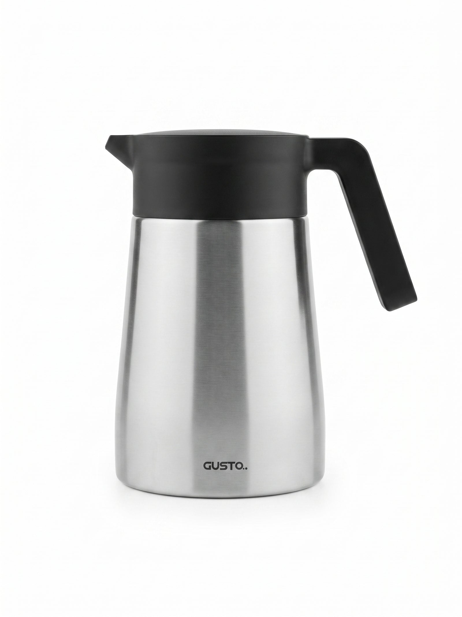 Cafetieră / Cana termos izotermă Gusto Grant, otel Inoxidabil, 1 litru, mentine cald 12 h/rece 18 h, antipurgare, gri/inox