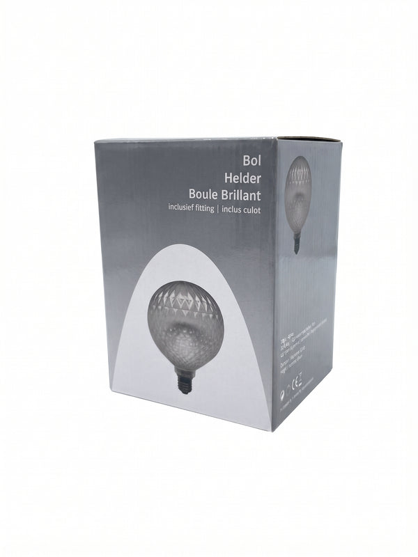 Bec LED decorativ tip glob G130, model romboidal, 18x13 cm., dulie E27 230V