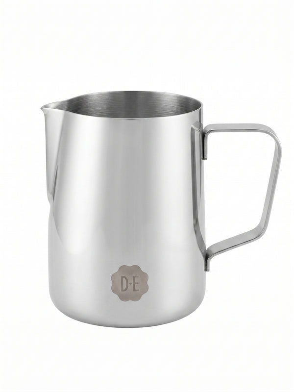 Cana filare lapte din inox Douwe Egberts, latiera barista pentru cappuccino si latte art, argintiu