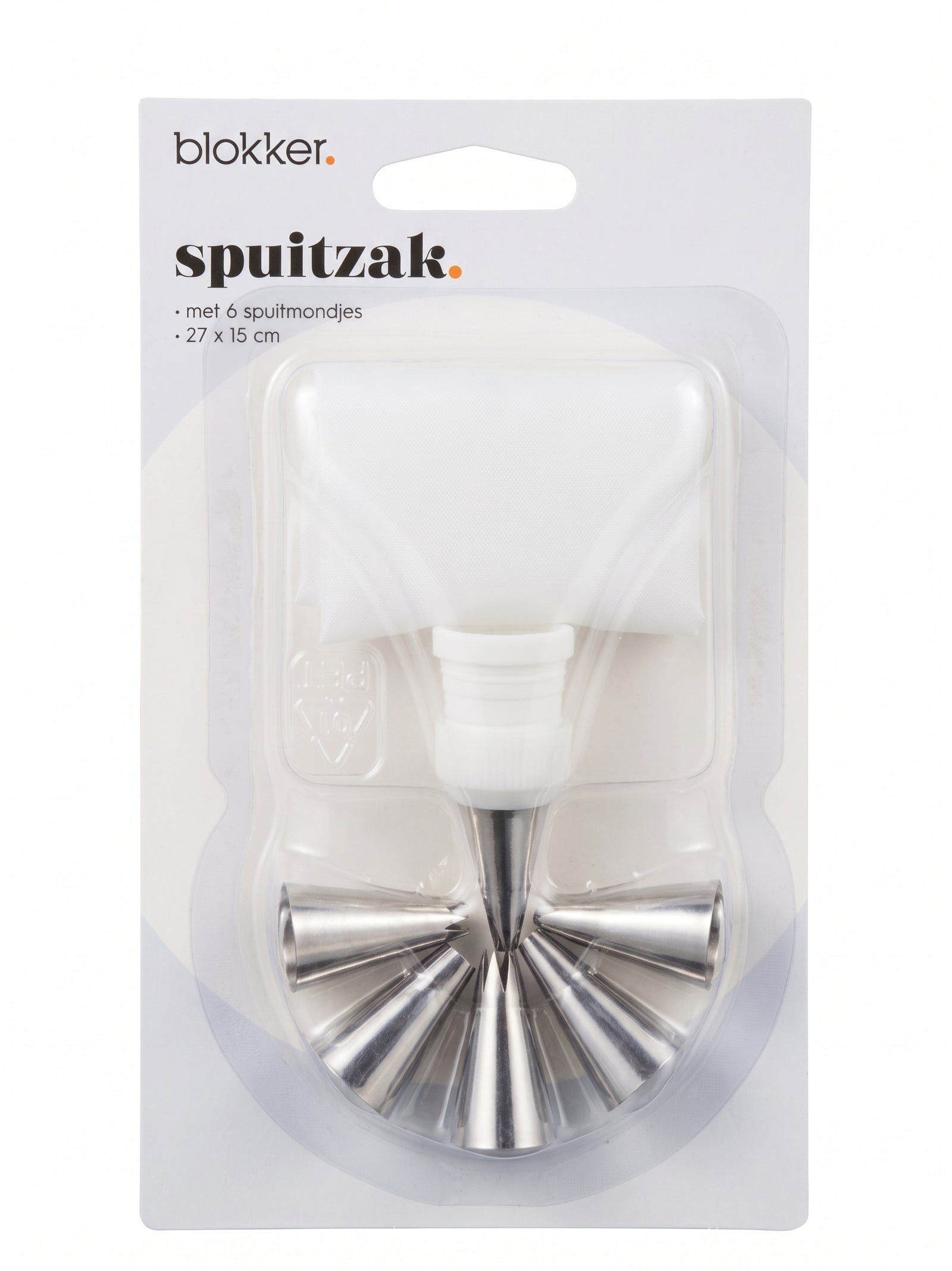 Set pungi pos ornare prajituri Blokker 27x15 cm cu 6 duiuri inox, reutilizabil