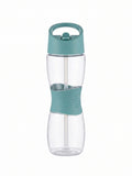 Sticla de apa sport Blokker cu pai si maner, 550 ml, plastic fara BPA, mansea silicon, turcoaz verde