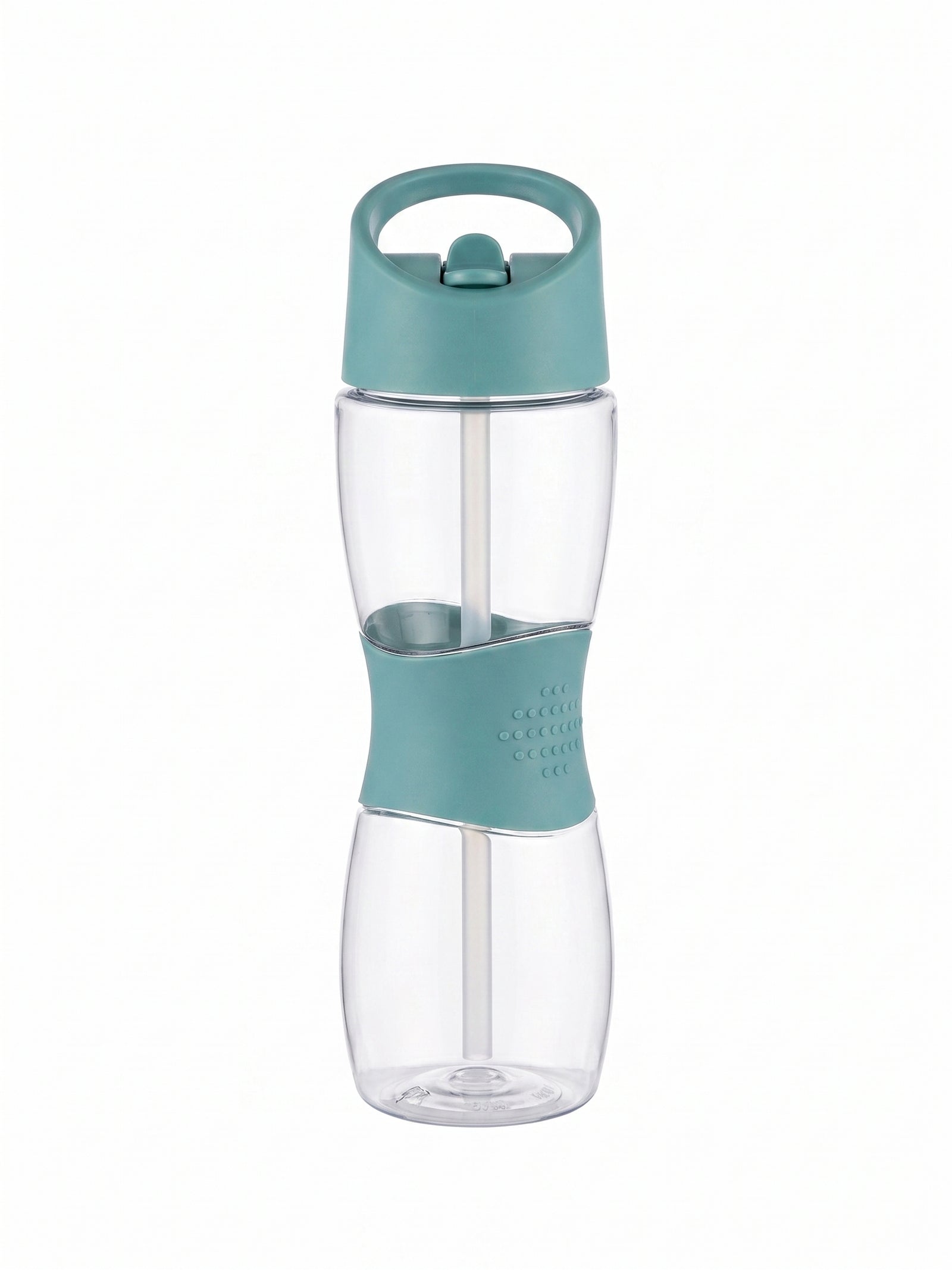 Sticla de apa sport Blokker cu pai si maner, 550 ml, plastic fara BPA, mansea silicon, turcoaz verde