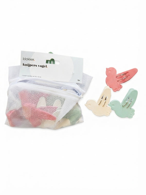 Set 12 cleme de rufe în forma de pasare Blokker – design decorativ, rezistente și ecologice